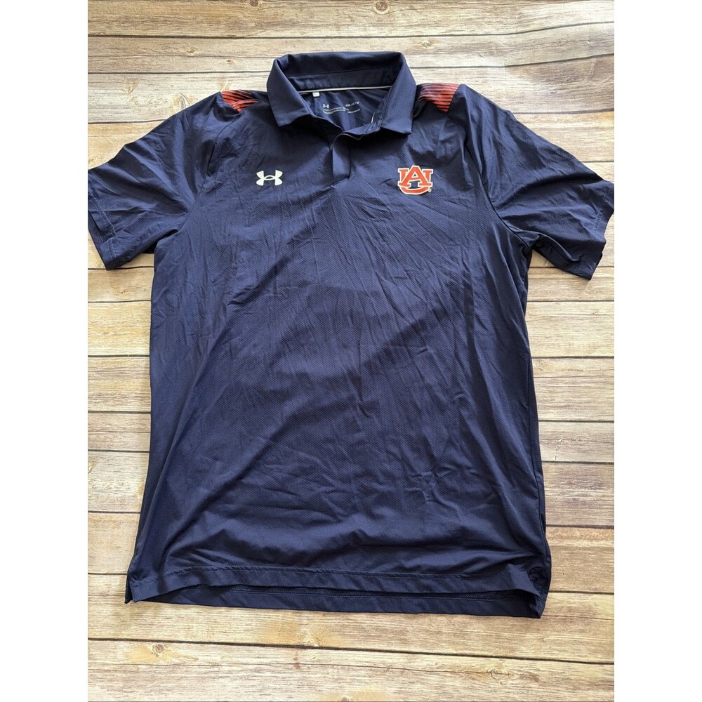 Auburn Tigers Shirt Mens M Navy Blue NCAA Football Polo War Eagle Under Armour
